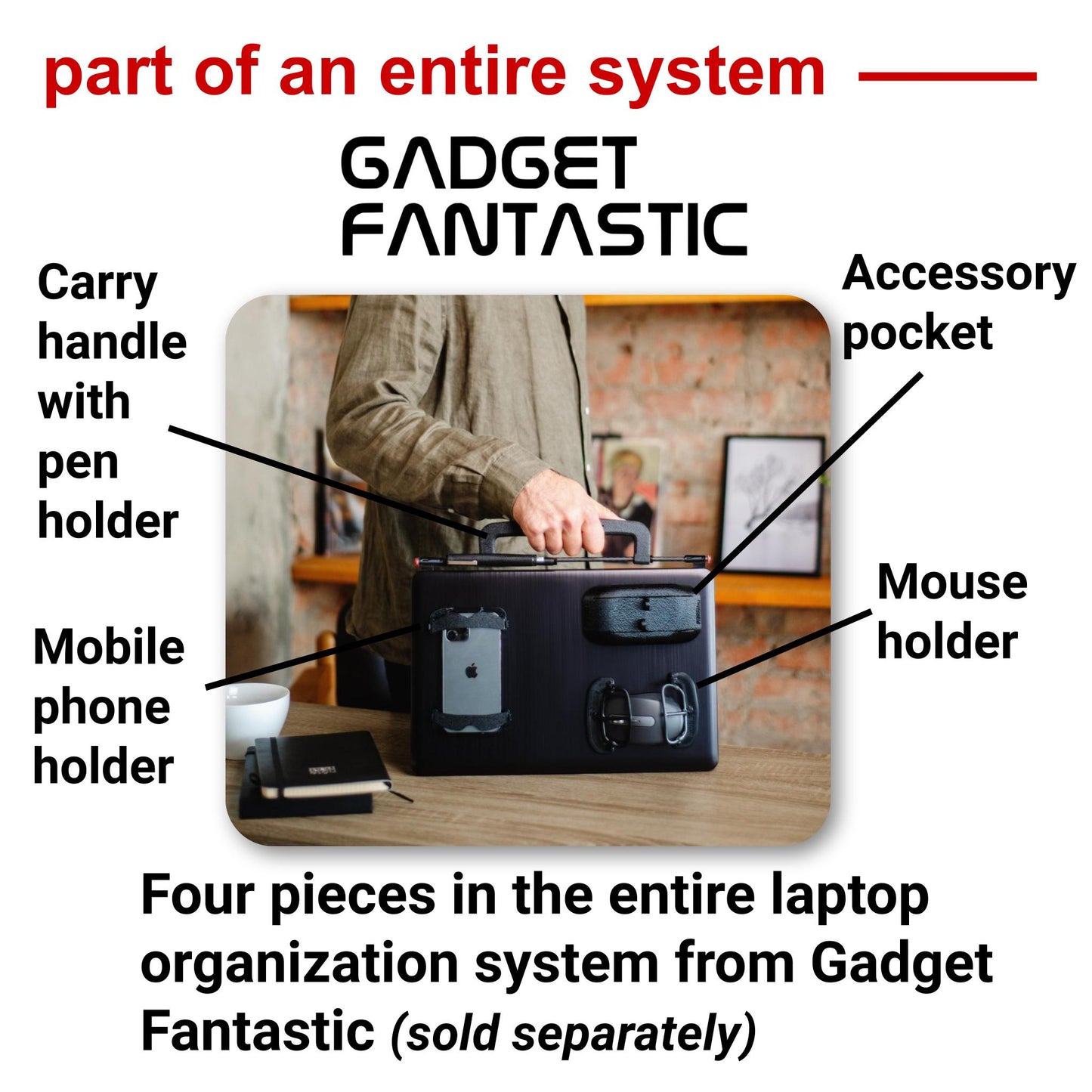 Handle for laptop computer with bonus pen holder and sticker (Studio version)