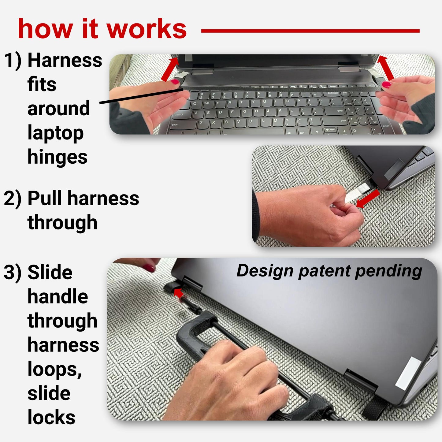 Handle for laptop computer with bonus pen holder and sticker (Studio version)