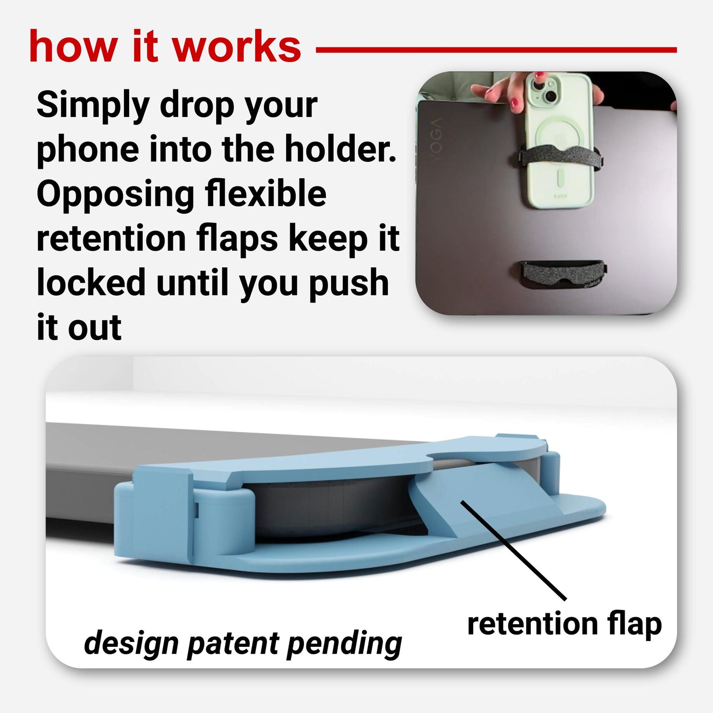 Mobile phone holder for laptop computers